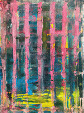 Abstract painting of apartment building