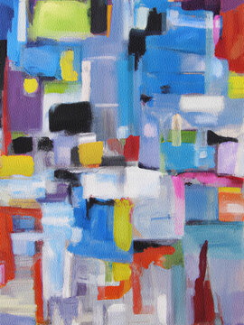 Abstract painting of apartment building