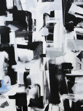 Abstract painting of apartment building