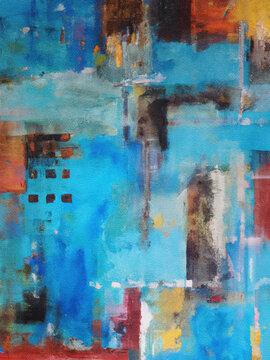 Colorful painting with abstract stains