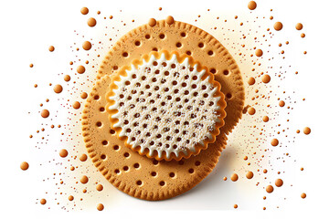 Isolated cracker cookies on a white background. Generative AI