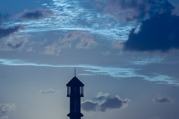 sky with dark clouds reflection in earth