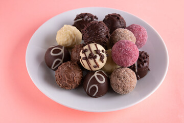 A photo of many different chocolates