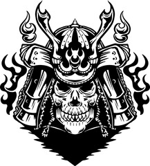 Black and white Samurai Vector clip art illustration for easy-to-use and modified logos or print needs