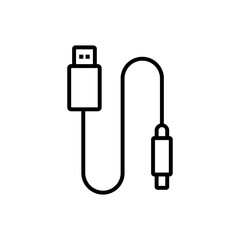 Usb cable outline icon isolated on white background