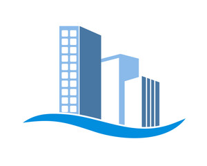Fototapeta premium Building shape with wave shape
