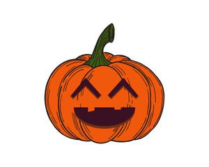 Pumpkin fruit with halloween face