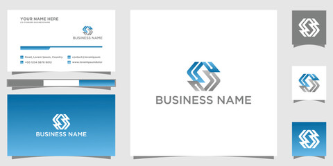 letter s technology logo with business card
