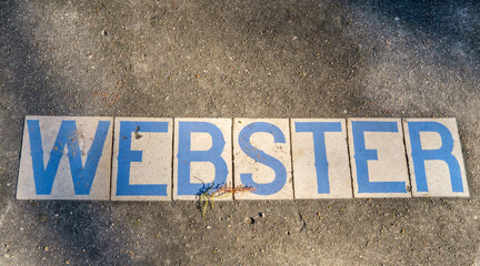 Webster Street Tile Inlay on Sidewalk in Uptown Neighborhood in New Orleans, Louisiana, USA	