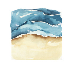 Obraz premium Watercolor sea clipart. Seascape png illustration.