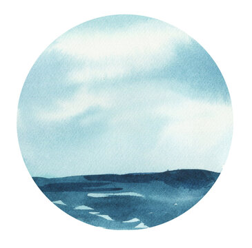 recommend clip art: Watercolor sea clipart. Seascape png illustration.