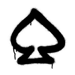 Isolated Spray graffiti card symbol Ace of Spades which represents bad luck and death.