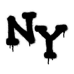 Isolated spray graffiti letters NY, New York, over white.