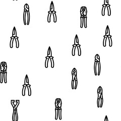 pliers equipment tool repair vector seamless pattern thin line illustration