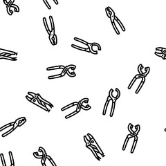 pliers equipment tool repair vector seamless pattern thin line illustration