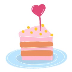 pink cake with hearts for Valentine's Day on a white background