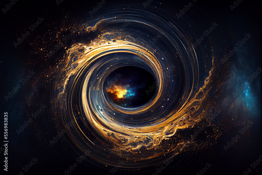 Wall mural abstract space background with golden spiral. astronomy background. generative ai