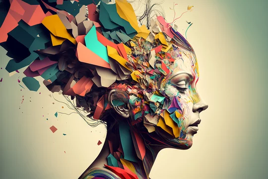 Illustration concept of a creative mind. Generative AI.