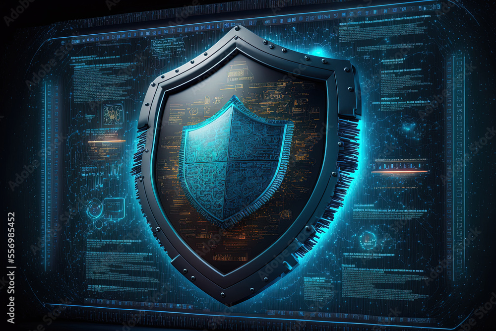 Poster cyber security data protection internet security notion of internet technologies on a virtual screen