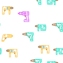 drill equipment construction vector seamless pattern thin line illustration