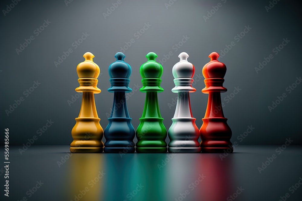 Poster alignment of chess pieces by color generative ai