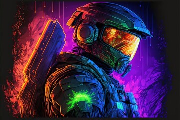 4K resolution or higher, master chief rave party. Generative AI Technology