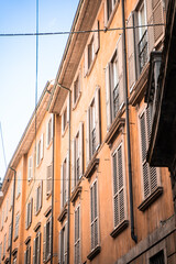 perspective of windows of a building in Italy
