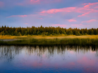 sunset over the lake