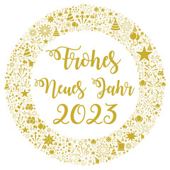 Happy new year 2023 called frohes neues jahr in German language
