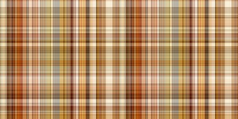 Woodland brown tartan seamless border textile. Tonal autumnal forest plaid with organic texture. banner of orange stripe for rough washi tape.