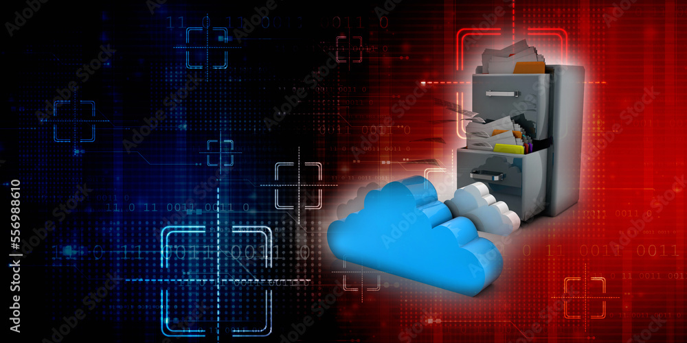 Poster 3d rendering cloud folder storage