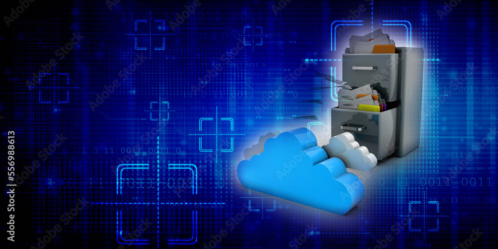 Poster 3d rendering cloud folder storage