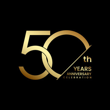 50th Anniversary. Anniversary logo design with golden text. Logo Vector Illustration