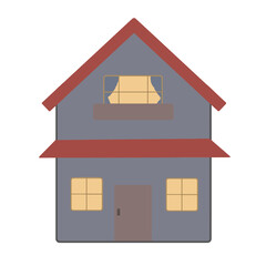 夜の家（赤い屋根）