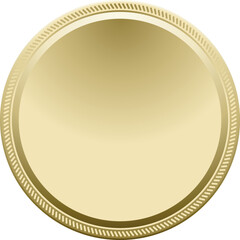 Golden round badge. Realistic medal blank mockup