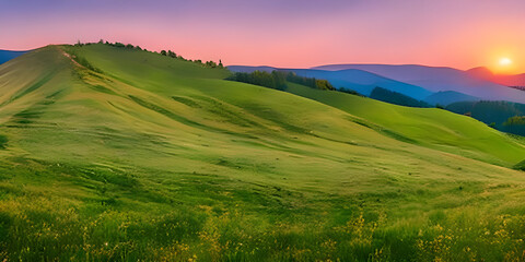 Obraz premium Wonderful springtime landscape in mountains, rural scenery