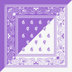 purple bandana kerchief paisley fabric patchwork abstract vector seamless pattern.