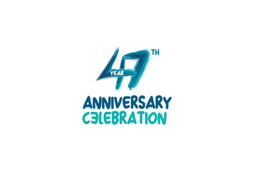 47th, 47 years, 47 year anniversary celebration fun style logotype. anniversary white logo with green blue color isolated on white background, vector design for celebrating event