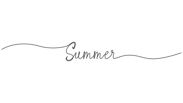 animated continuous single line drawing of word SUMMER, line art animation