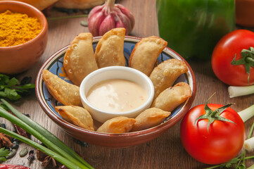 Vegetarian Samosas with Dipping Sauces