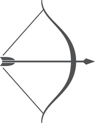 Bow with arrow icon. Archer symbol. Vintage weapon