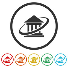 Bank logo. Set icons in color circle buttons