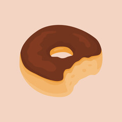 Donut graphic element, close up bitten donut snack illustration image