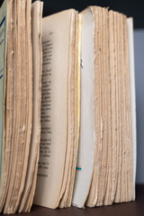 pages de livres anciens vus sur la tranche