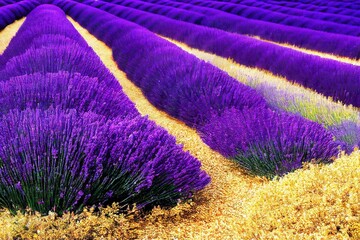 Fototapeta na wymiar Purple lavender field. Lavender flowers. Blooming purple fragrant lavender flowers. Illustration for perfumery, health products, wedding.