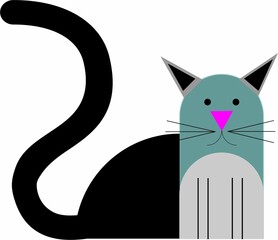 Cat with a long tail