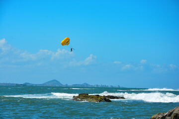kite surfing on the beach