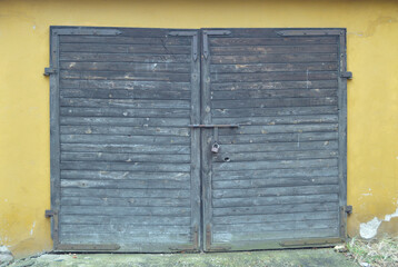 Old wooden door - Old boards - Entrance gate wall - Garage
