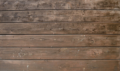 Floor or wall of rustic brown wooden boards