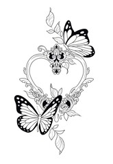 butterfly and flowers watch tattoo 